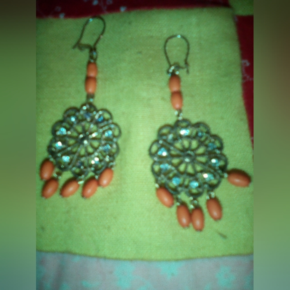 Elegant Orange and Silver Dangle Earrings... Select Earrings Are 2 For $15.